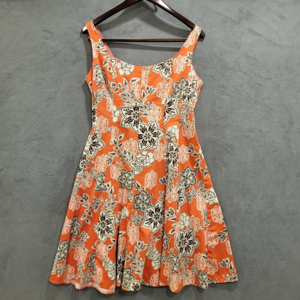 Jessica Howard Floral Midi Dress Size 12 Coral Sleeveless Classic‎ Flowy Dainty